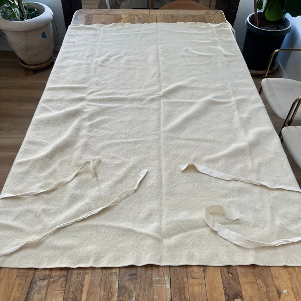 Wool Mattress Topper Cream 58" x 65" Ties